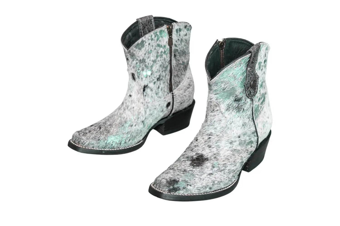 The Loretta Cowhide Boots - Turquoise Metallic Limited Edition