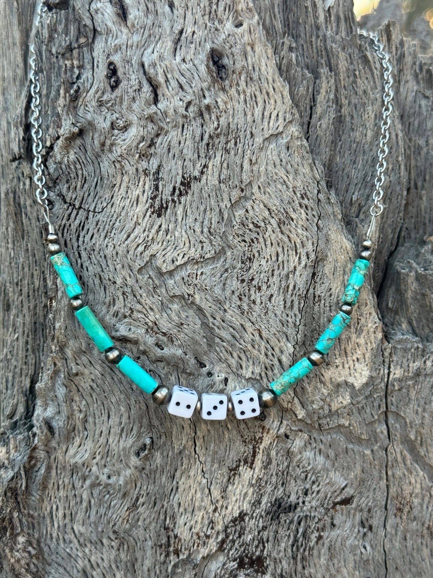 Sterling Silver Slot Dice Necklace