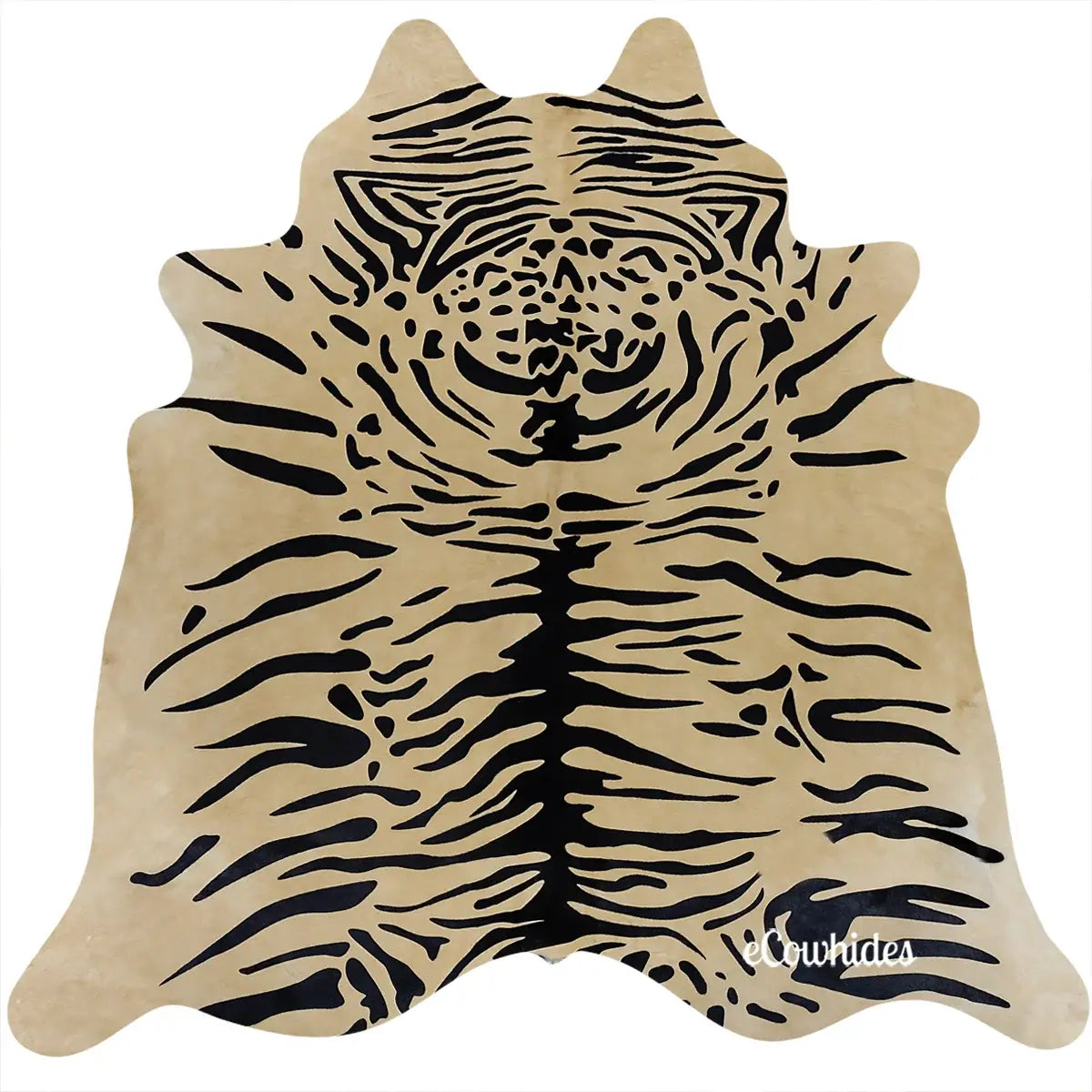Tiger Javali on Caramel Cowhide Rug