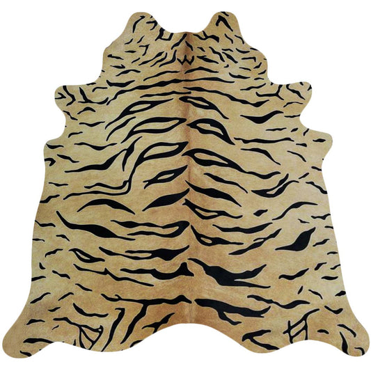 Tiger on Caramel Cowhide Rug