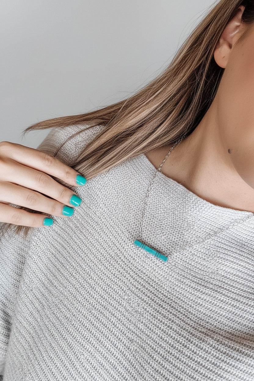 Train of Love Turquoise Bar Necklace