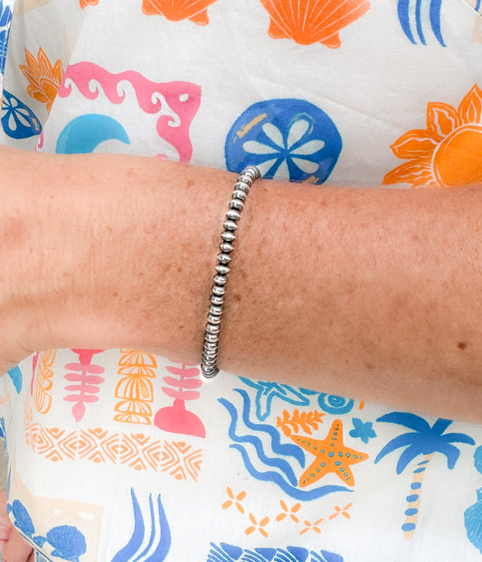 4.5mm Authentic Navajo Pearl Saucer Stretch Bracelet