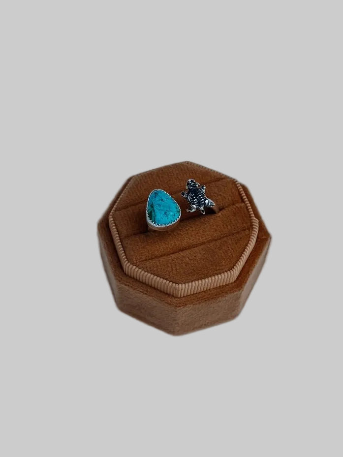 Turquoise Horned Frog Ring