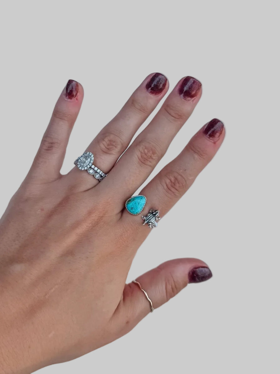 Turquoise Horned Frog Ring