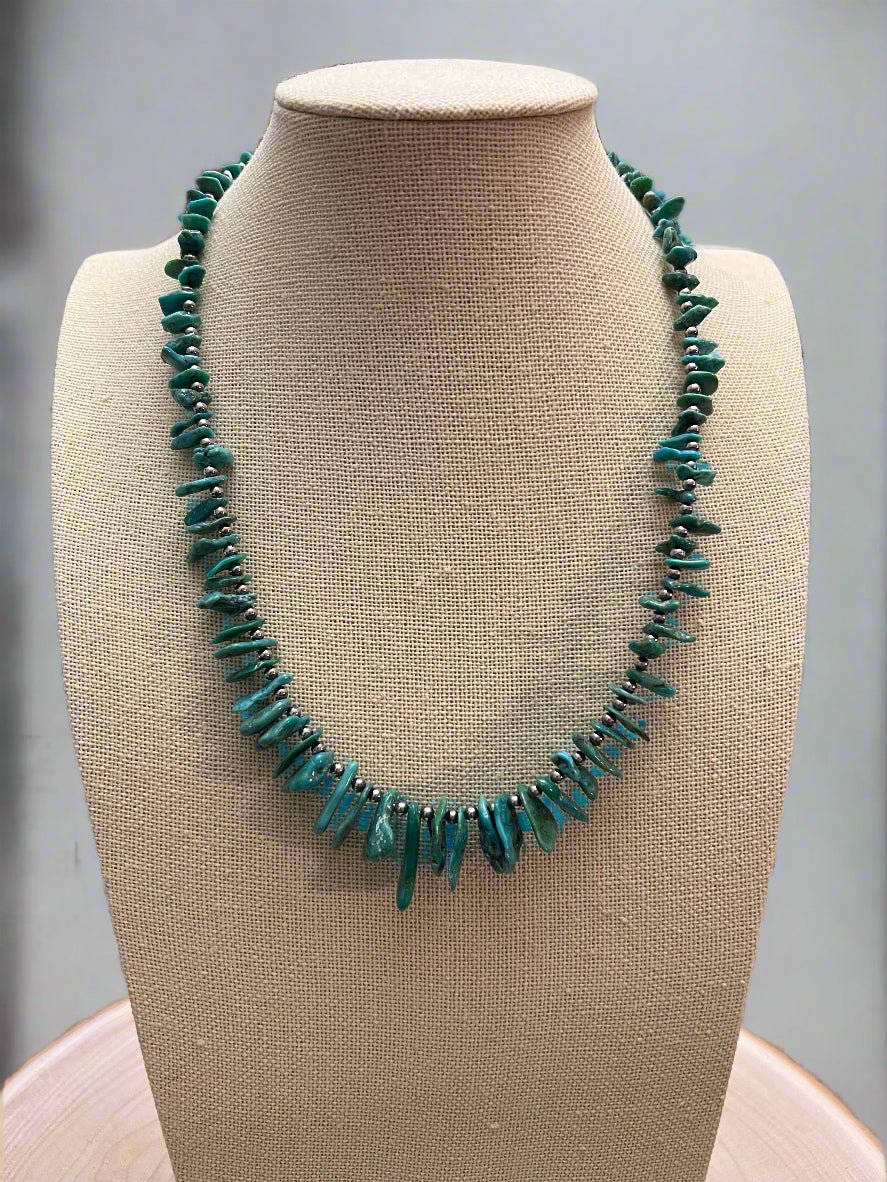 Turquoise with 3 mm Sterling Silver Pearls - 18 inch