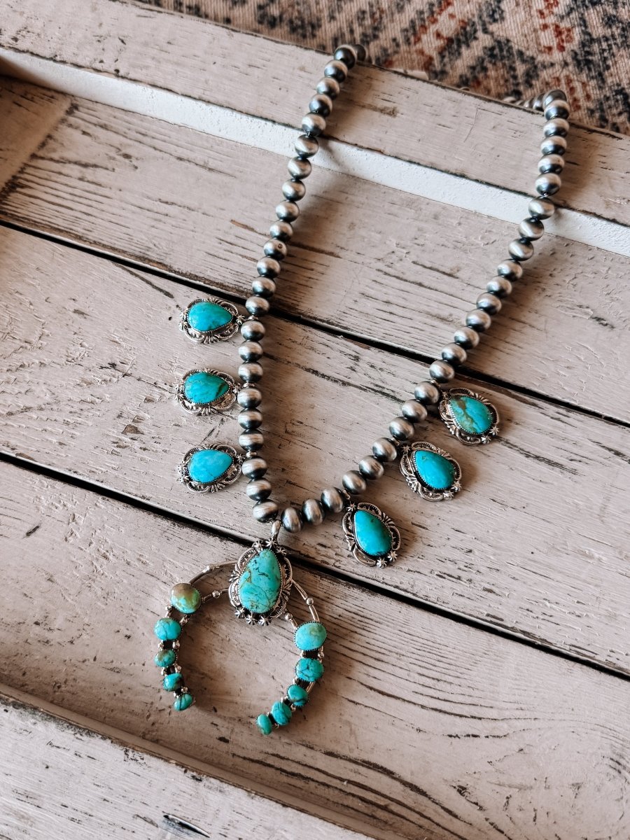 Two Stories Wide Turquoise Squash Blossom