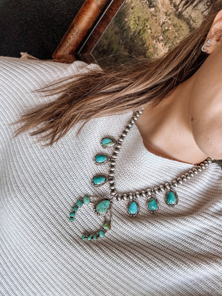 Two Stories Wide Turquoise Squash Blossom