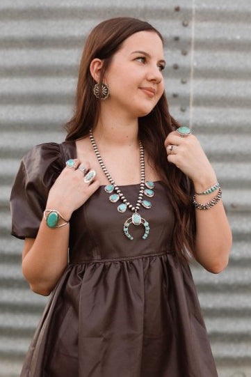 Two Stories Wide Turquoise Squash Blossom