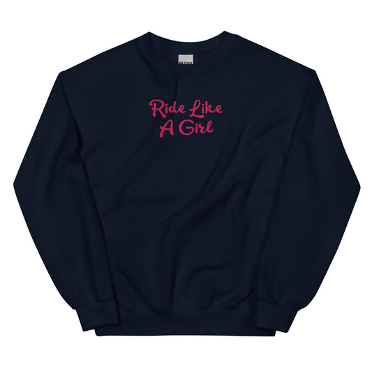 Unisex Sweatshirt - Ride/Girl - Embroidery - Pink