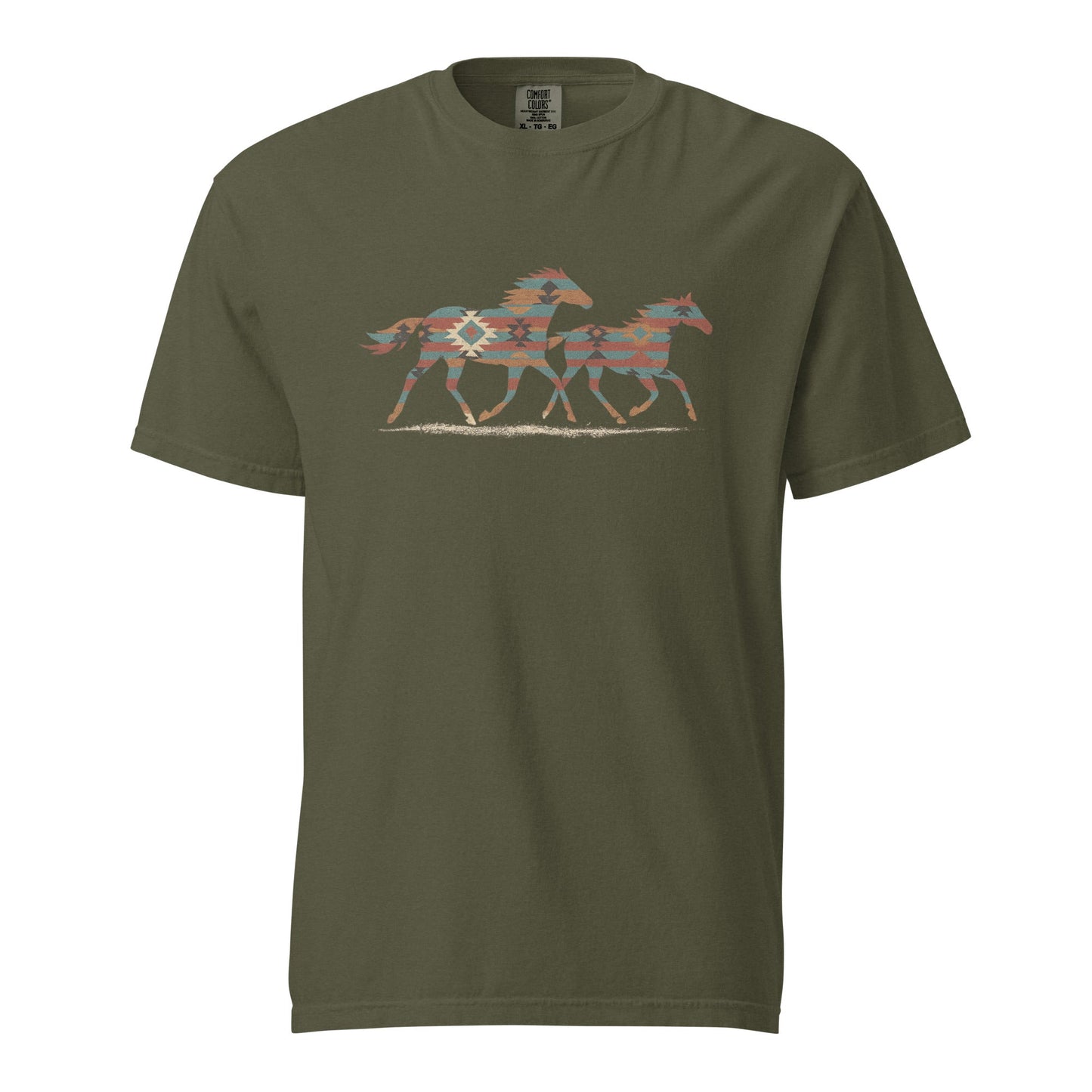 Tribal Running Horses Heavyweight T-Shirt