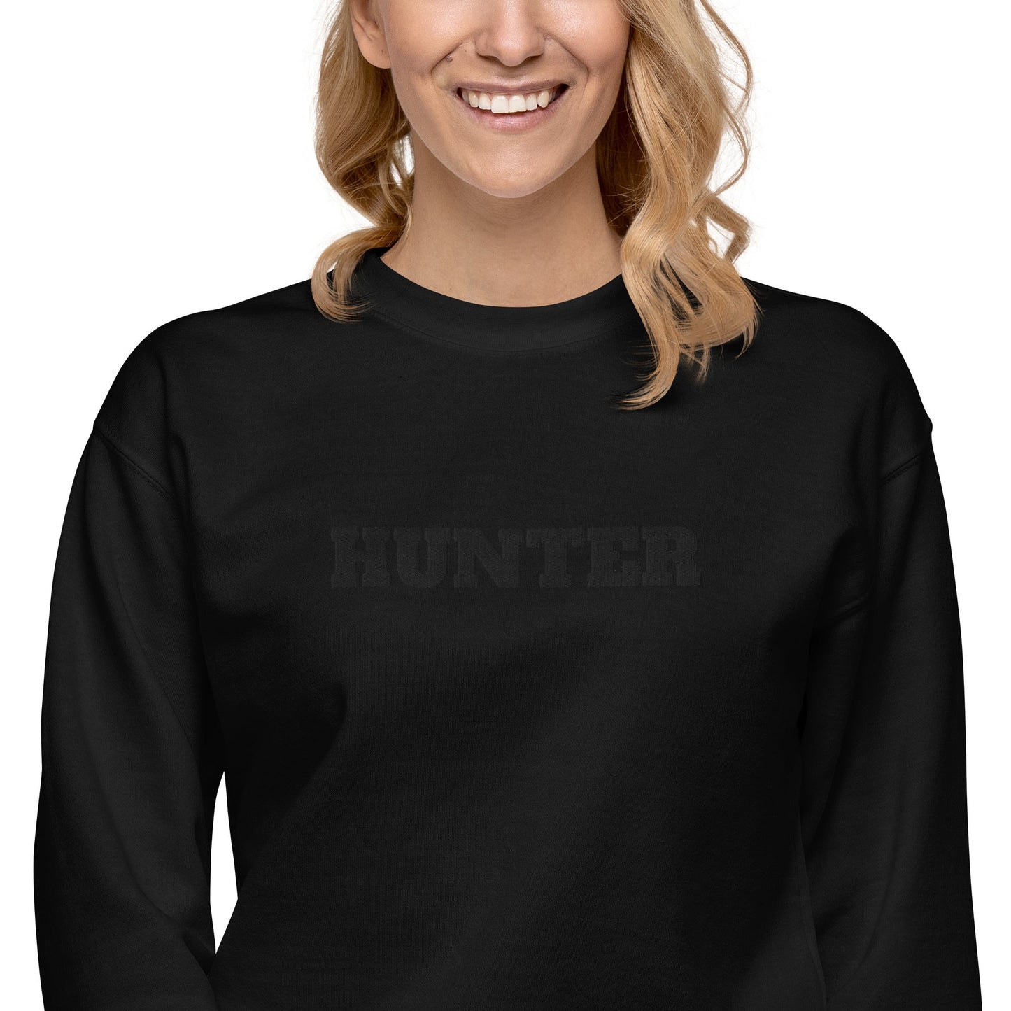 Unisex Premium Sweatshirt - Hunter (Black On Black) - Embroidered