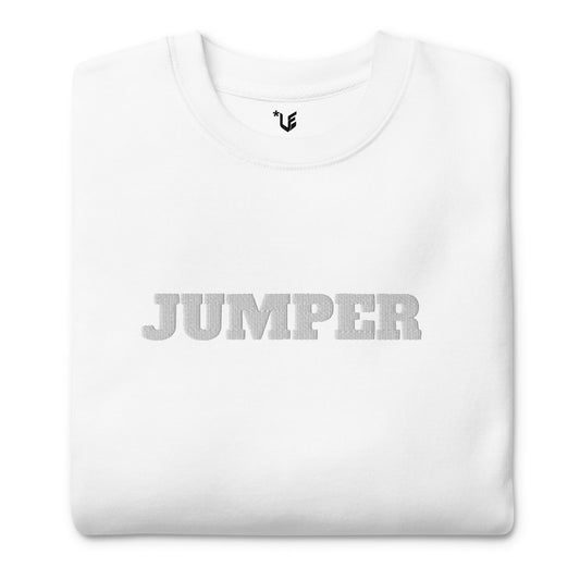 Unisex Premium Sweatshirt - Jumper (White On White) - Embroidered