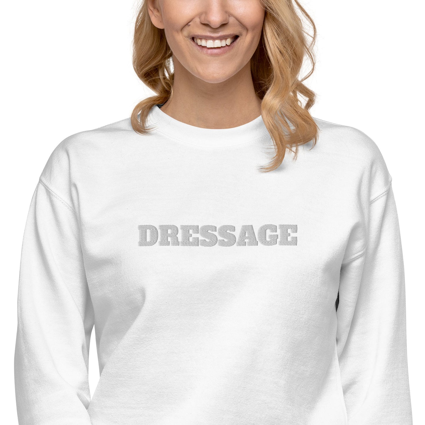 Unisex Premium Sweatshirt - Dressage (White On White) - Embroidered