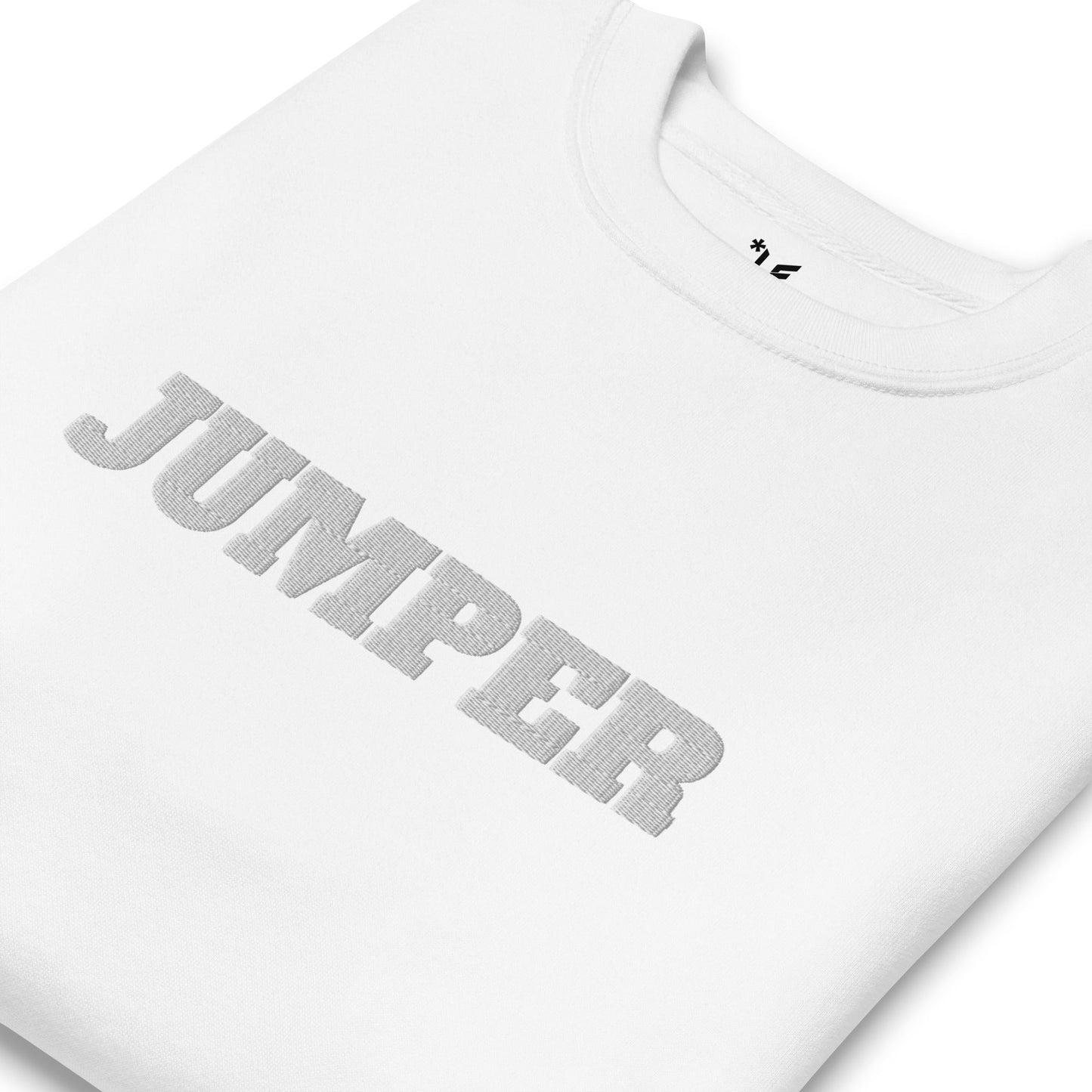 Unisex Premium Sweatshirt - Jumper (White On White) - Embroidered