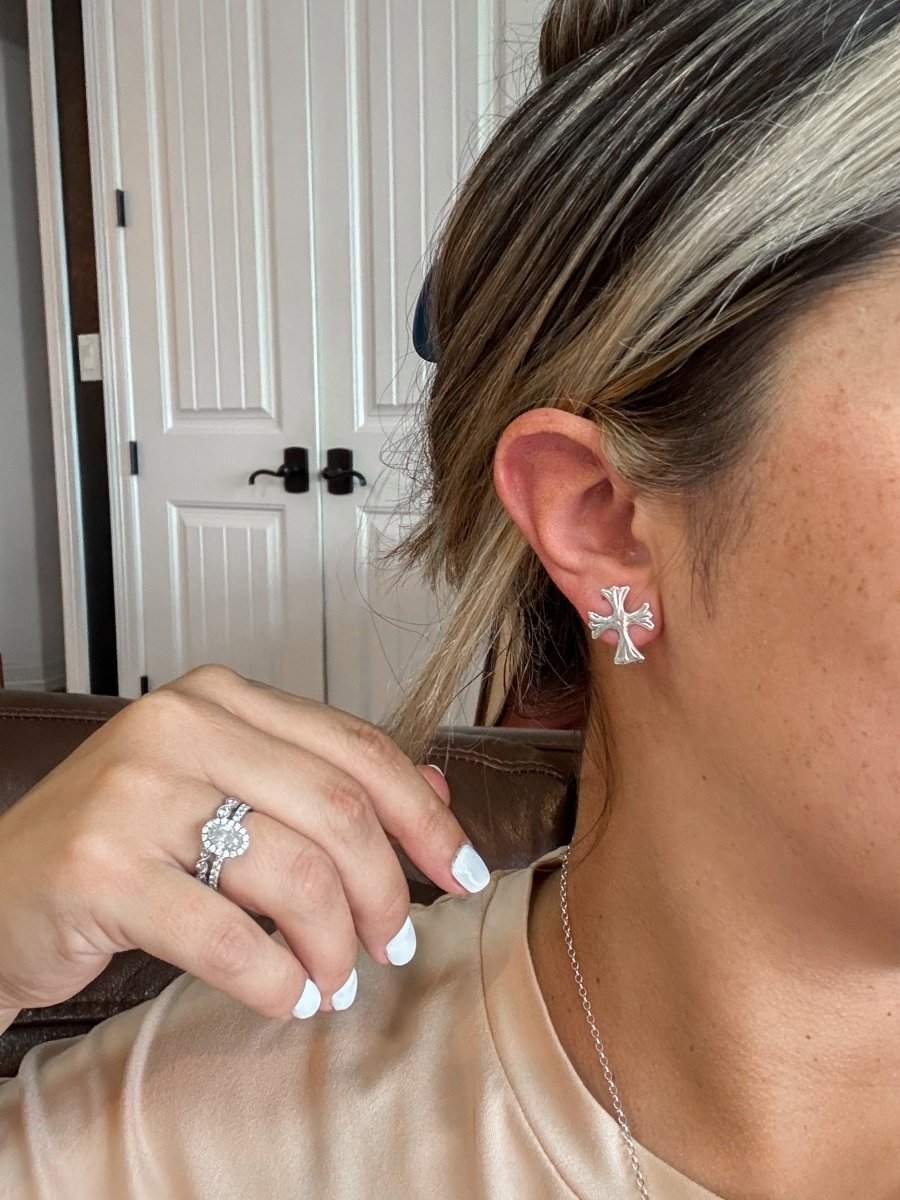Vanderbilt Silver Cross Earrings