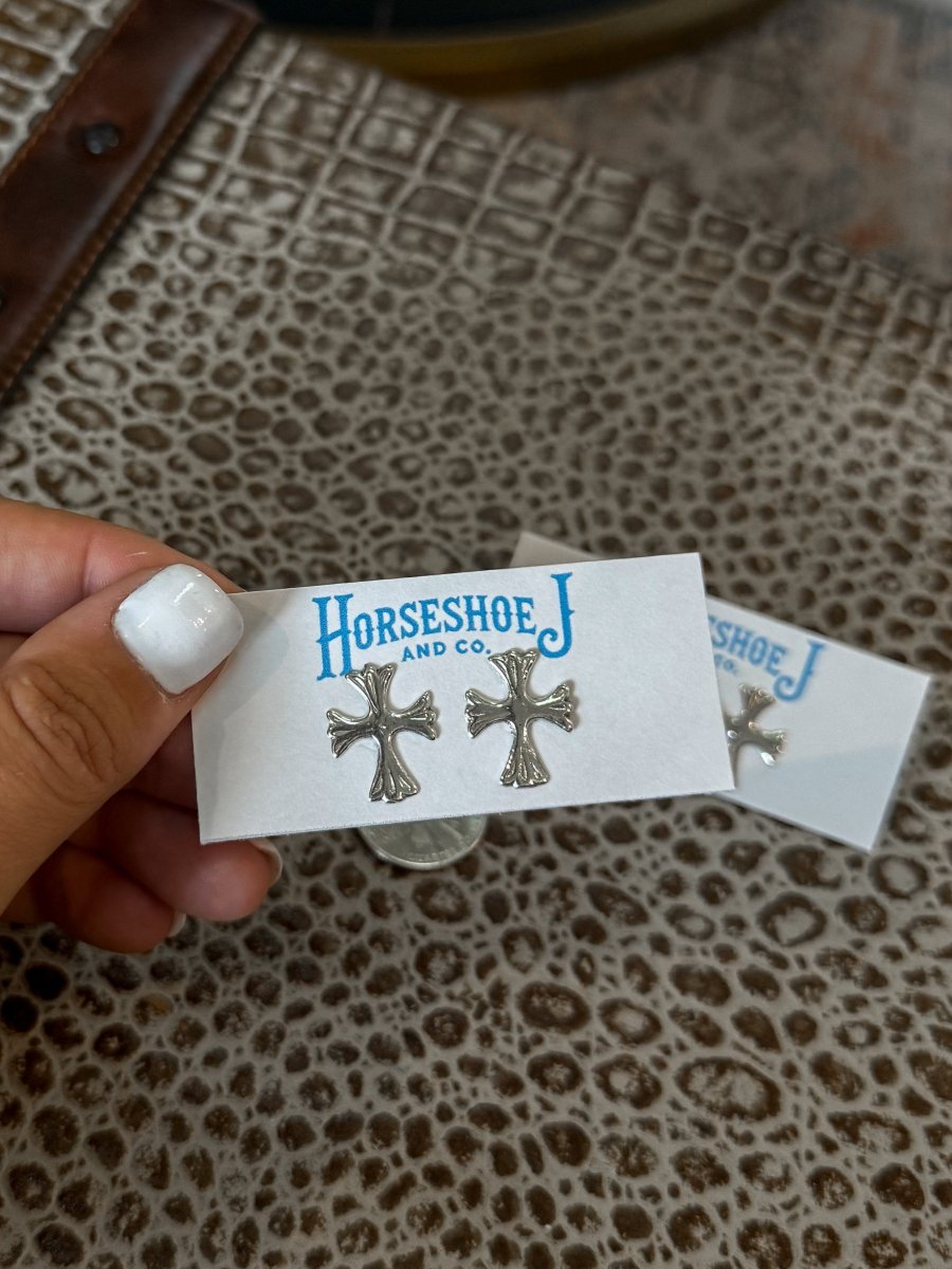 Vanderbilt Silver Cross Earrings