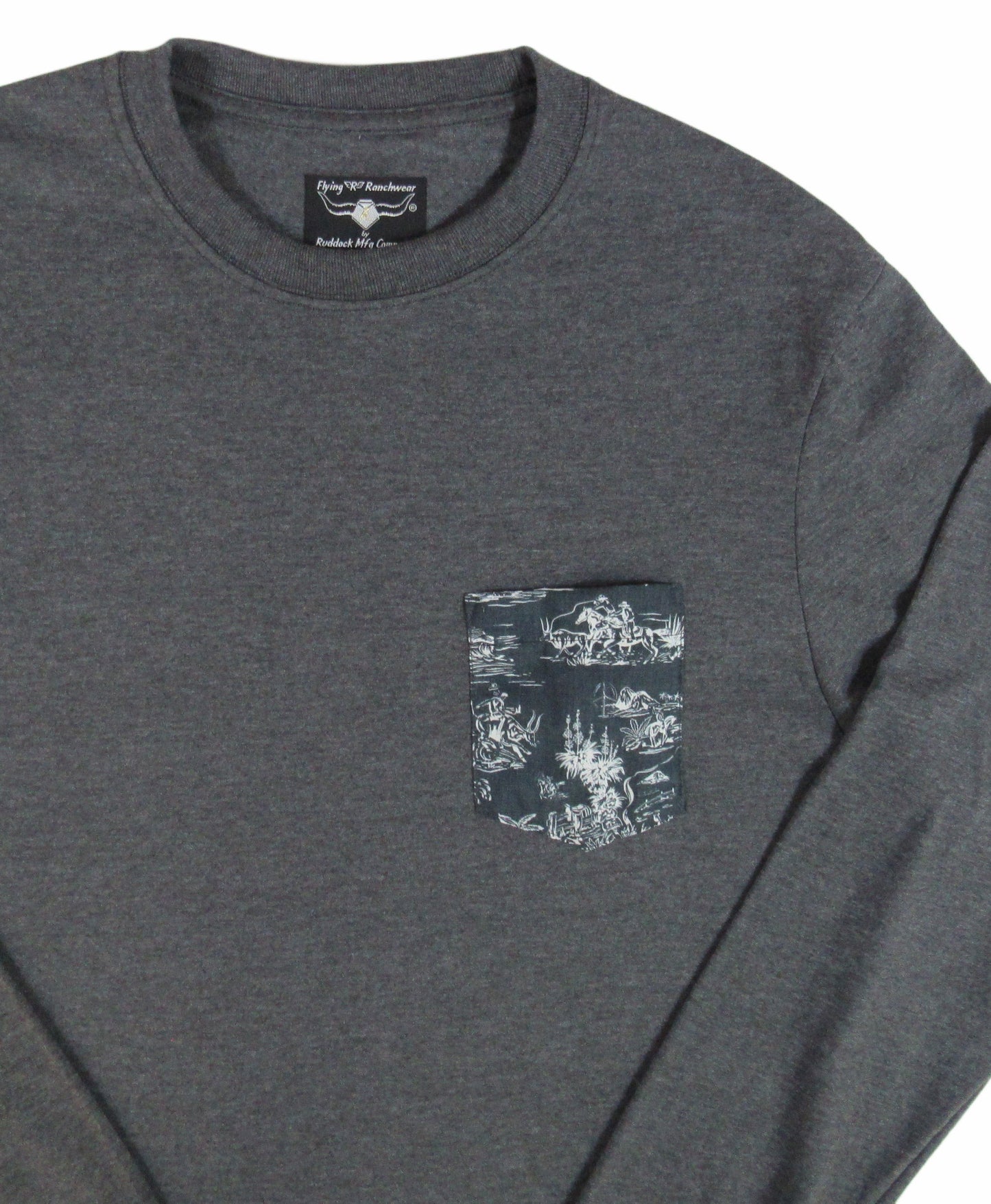 Flying R Ranchwear - Novelty Print - Long Sleeve - Pocket T-shirt - Made in USA