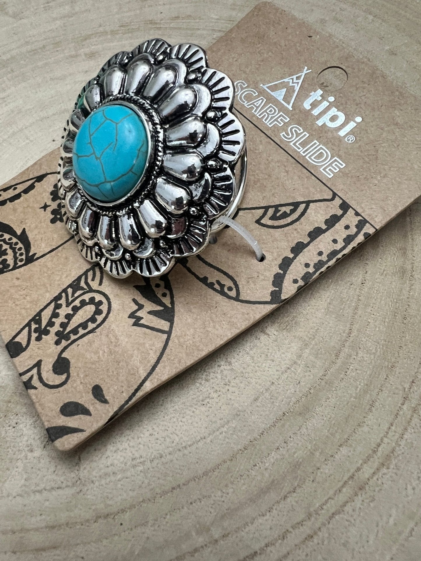 Western Faux Turquoise Concho Scarf Slide