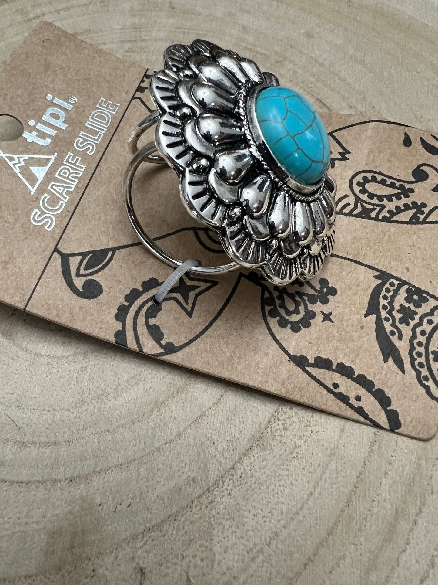 Western Faux Turquoise Concho Scarf Slide