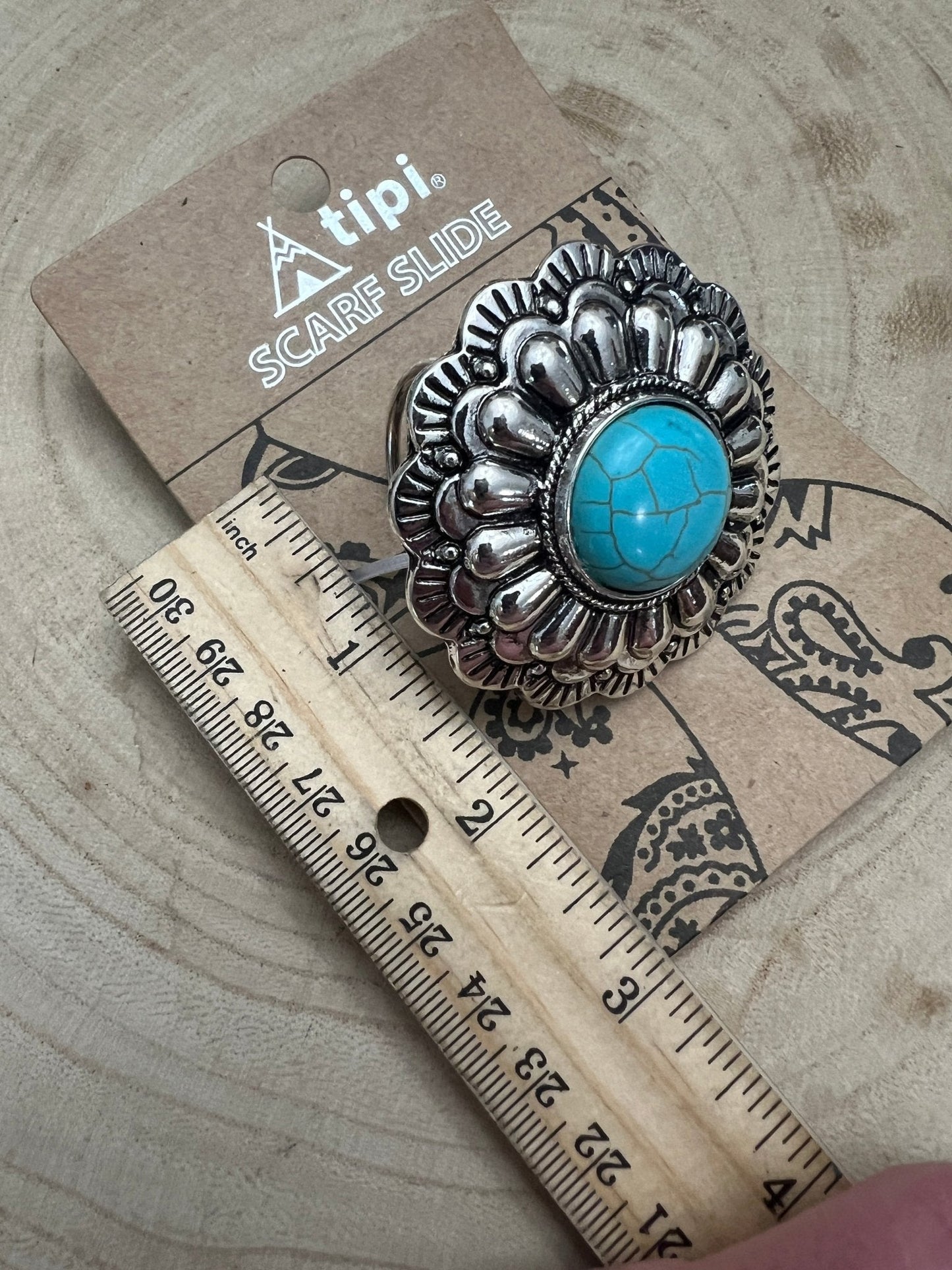Western Faux Turquoise Concho Scarf Slide