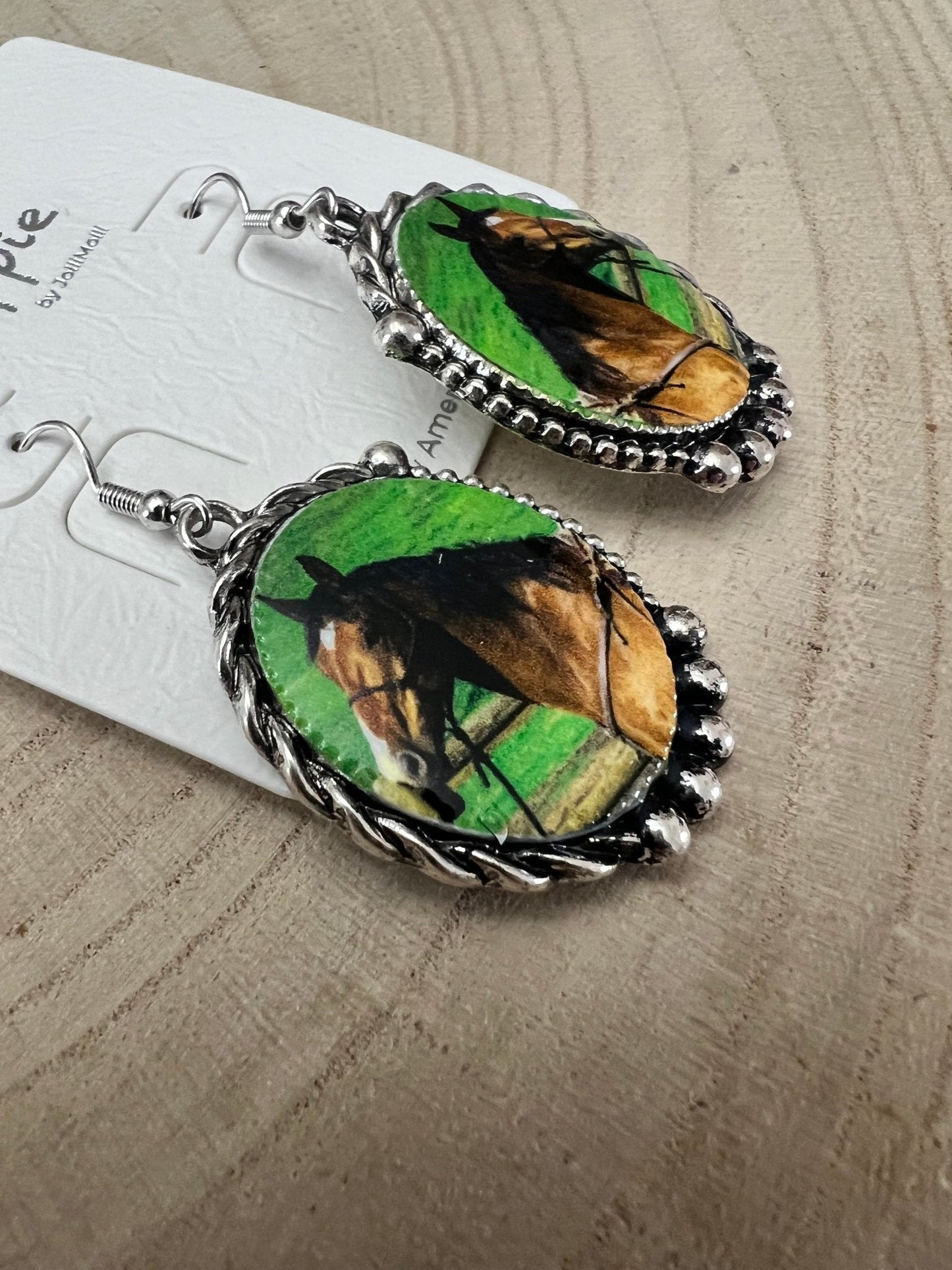 Western Framed Horse Fashion Earrings
