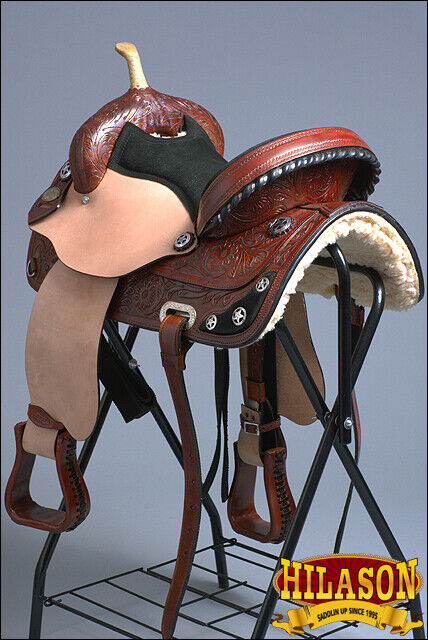 Hilason Western Horse Treeless Trail Barrel American Leather Saddle