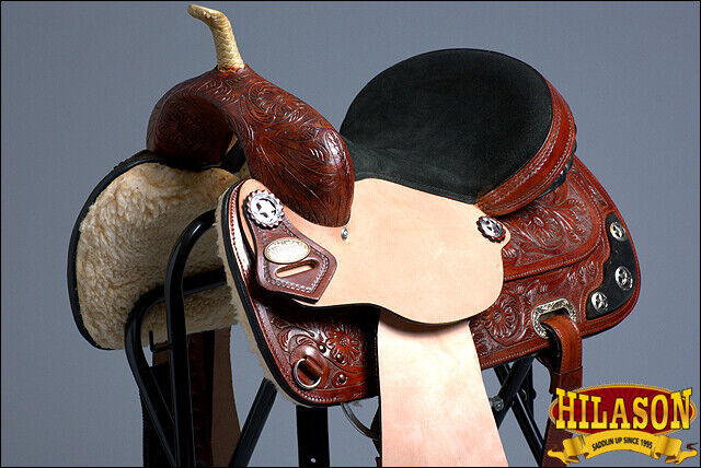 Hilason Western Horse Treeless Trail Barrel American Leather Saddle
