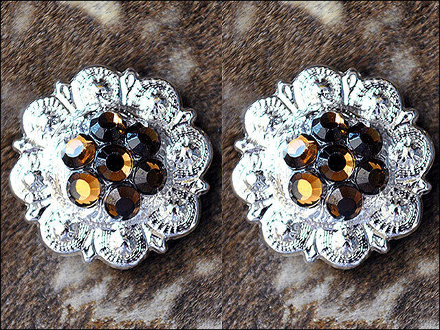 Western Screw Back Concho Crystal Berry Brown Saddle Bling Cowgirl