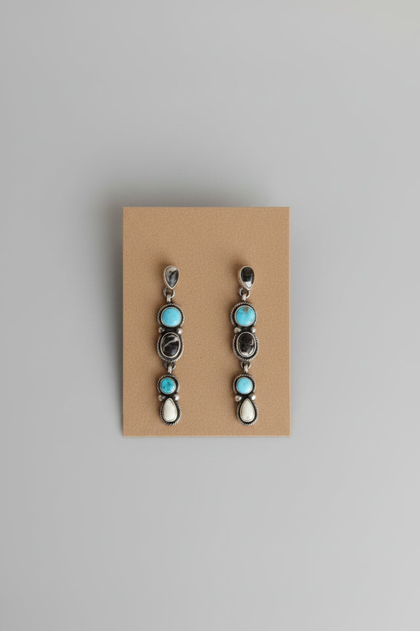 White Buffalo & Turquoise Earrings