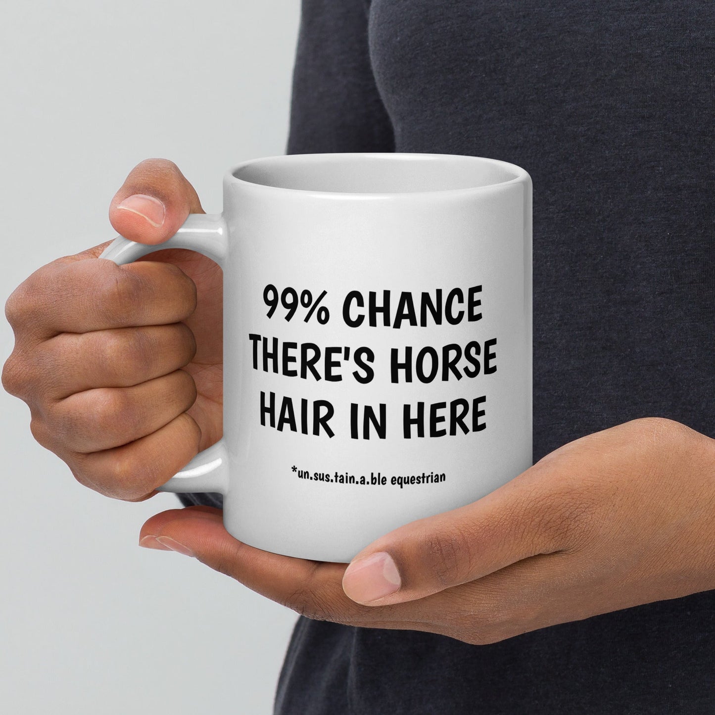 Jumbo White Glossy Mug - 20 oz. - Horse Hair