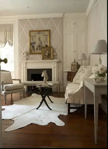White Brazilian Cowhide Rug: XL