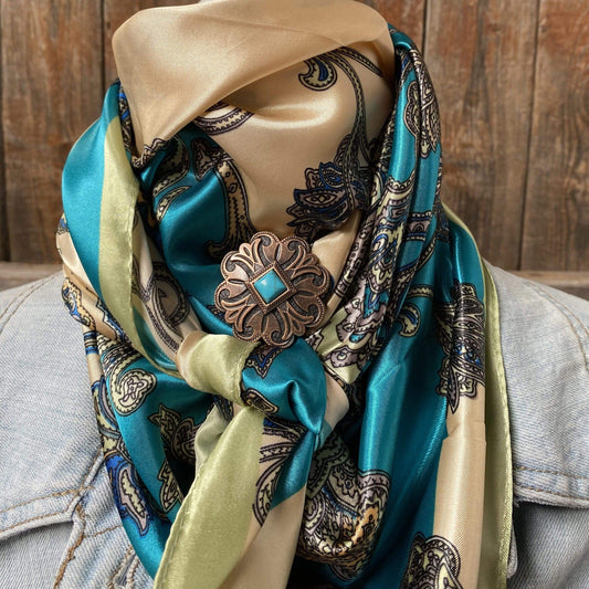 WRC299B Turquoise Paisley Wild Rag / Scarf - W141L Slide