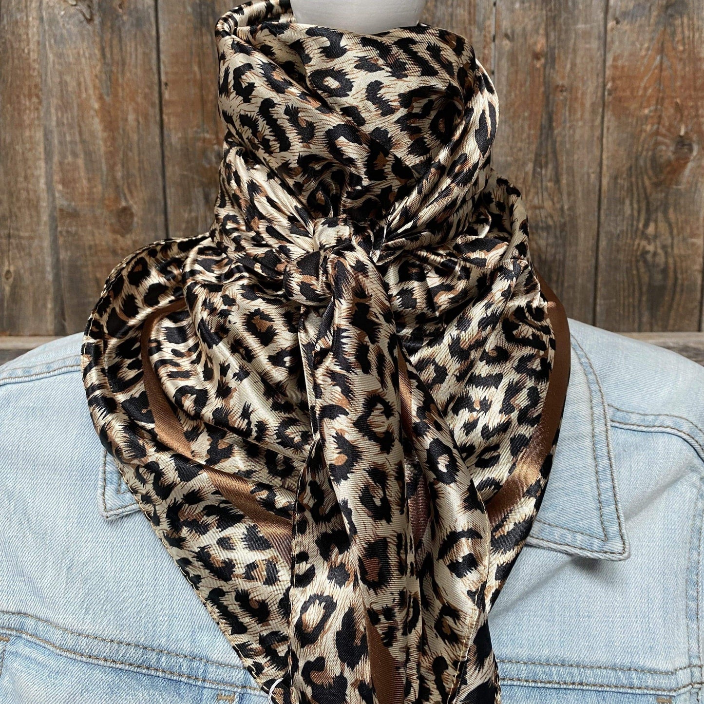 35X35"  Tan Leopard Wild Rag / Scarf WR168