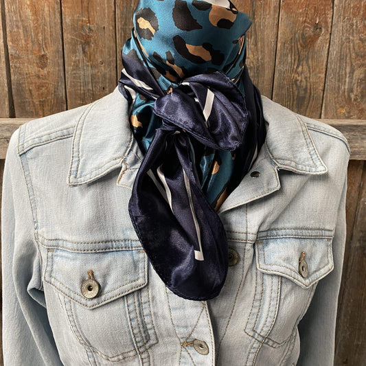 35X35"  Teal Cheetah Wild Rag /Scarf WR2404