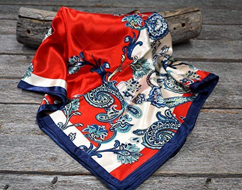 35X35" Red & Navy Paisley Wild Rag / Scarf WR300