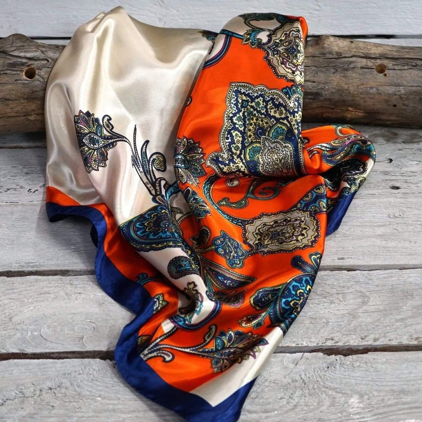 35X35" Orange & Blue Paisley Wild Rag / Scarf WR302