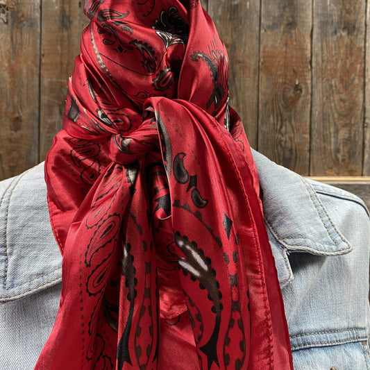 35X35" Red & Black Paisley Wild Rag / Scarf WR434