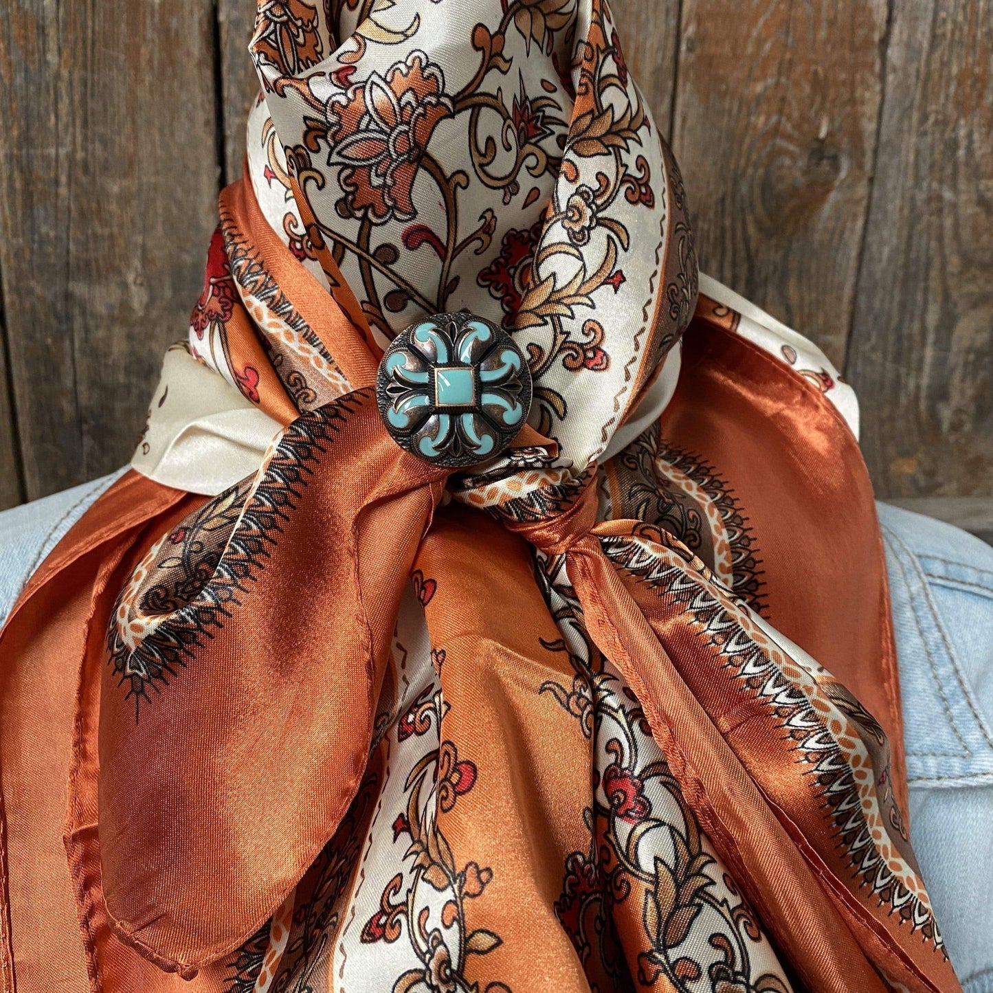 35X35" Burnt Orange & Tan Wild Rag / Scarf -W120L Slide WRC2179A