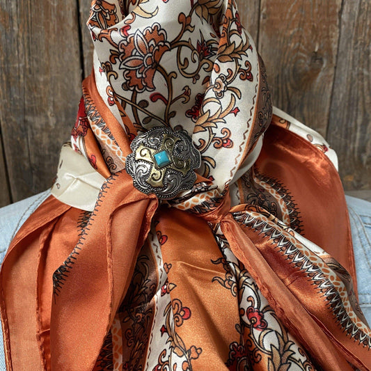 35X35" Burnt Orange & Tan Wild Rag / Scarf -W189L Slide WRC2179B