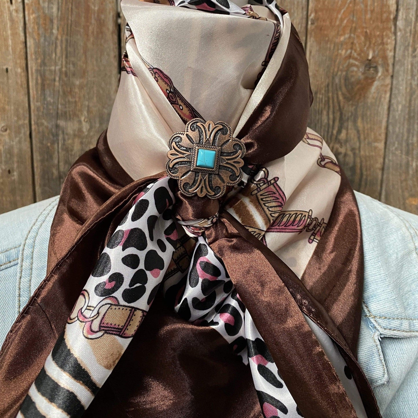 35X35" Tan Animal Print Wild Rag / Scarf -W141L Slide WRC2295B