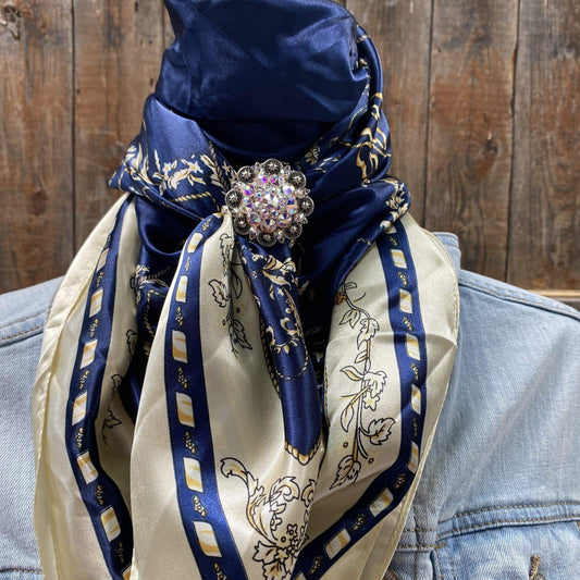 35X35" Blue Carriage Wild Rag / Scarf - Antique AB Slide WRC328A