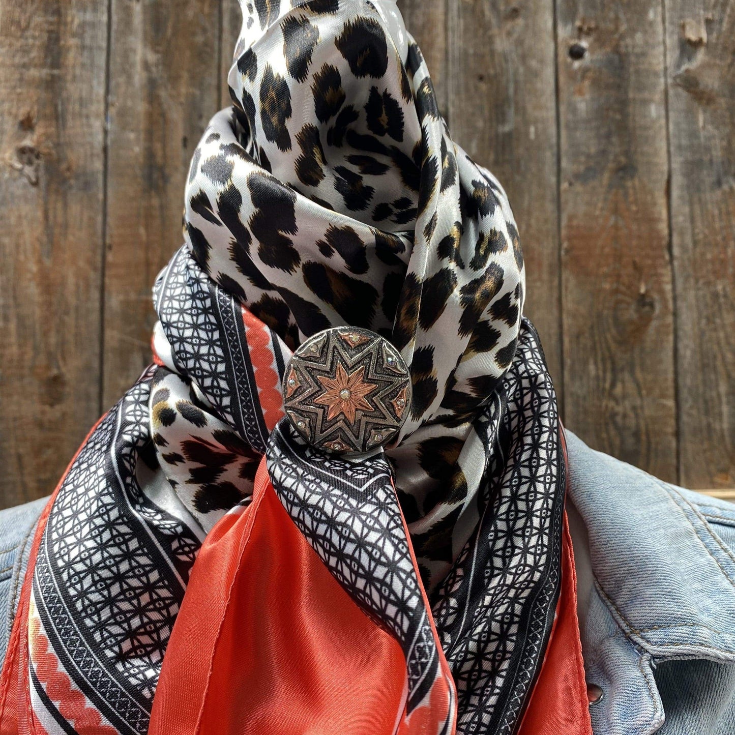 35X35" Coral Leopard Print Wild Rag / Scarf-W185L Slide WRC396B