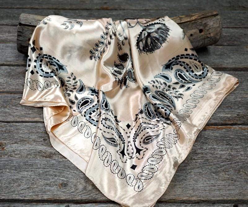 35X35" Light Pink & Grey Paisley Wild Rag / Scarf - W132L Slide WRC435C