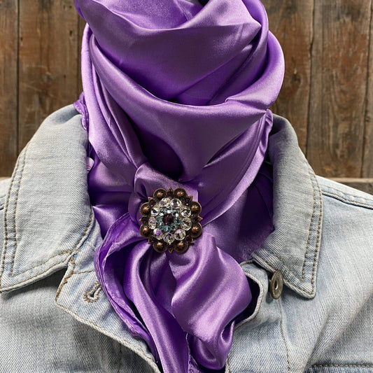 35X35" Solid Lavender Wild Rag / Scarf - Copper Amethyst, Aqua, & Clear Slide WRSC13A