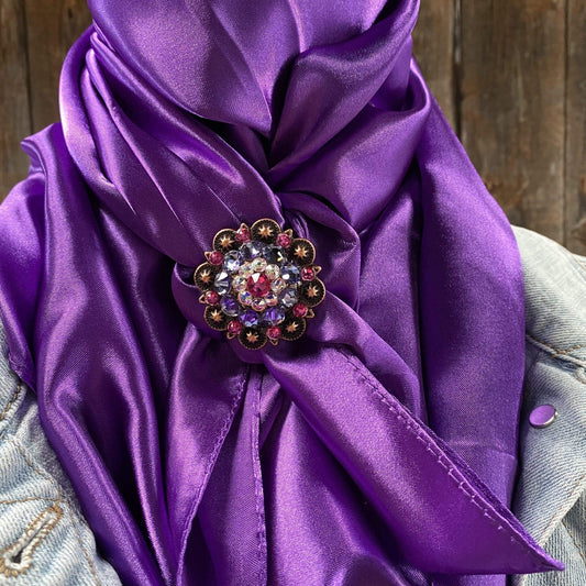 35X35"  Solid Purple Wild Rag / Scarf - Copper Fuchsia, AB, & Lilac Slide WRSC1A