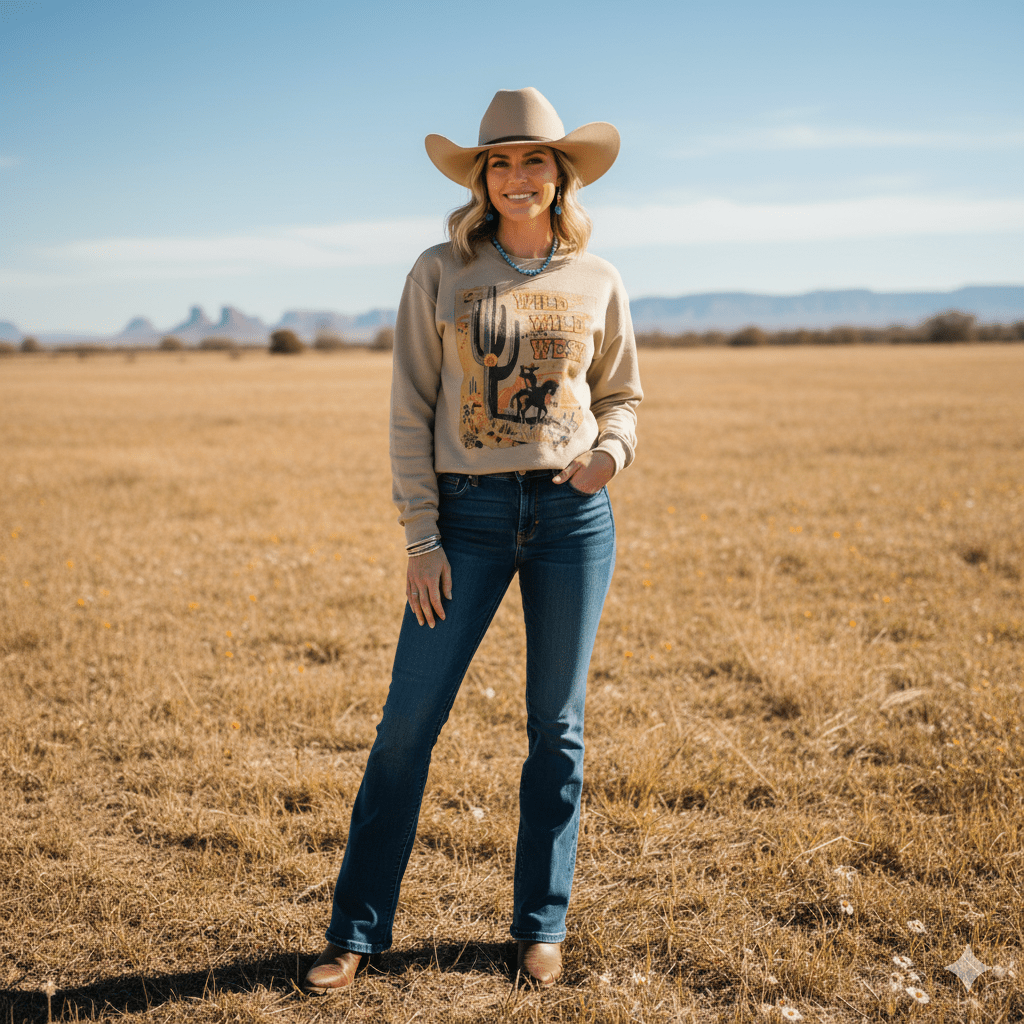 Wild West Cactus Graphic Sweatshirt
