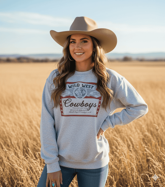 Wild West Cowboys Western Beer Logo Graphic Sweatshirt
