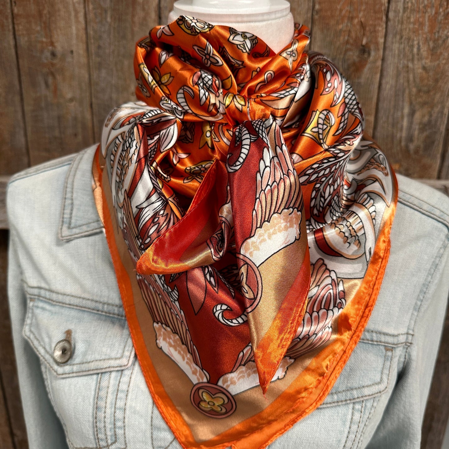 35X35"  Orange  Multi-Floral Wild Rag / Scarf WR913