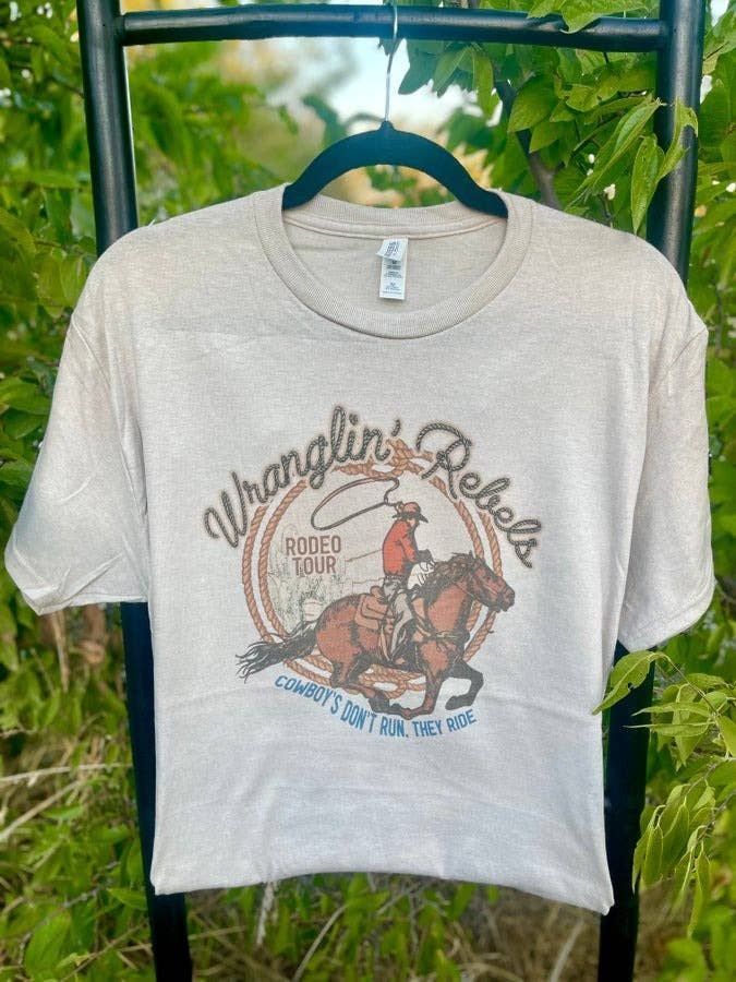 "Wranglin' Rebels" Western Graphic Tee — Jerzee 50/50 Sublimation Print Western Statement