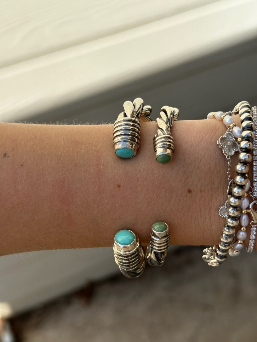 Wylie Turquoise Cable Cuff Bracelet (Large)
